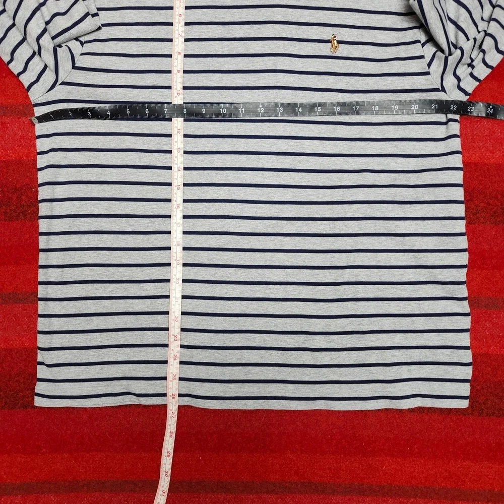 Polo Ralph Lauren Striped Long Sleeve T Shirt Mens Large Gray Flesh Pony